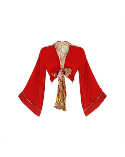 Movom Poppy Tie Front Blouse - Red