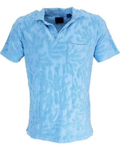 lords of harlech Johnny Coral Towel Polo Shirt - Blue