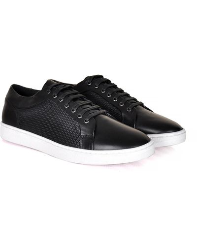 DAVID WEJ Bradford Leather Trainers - Black