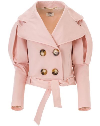 Lita Couture Statement Jacket With Oversized Lapels In Pink