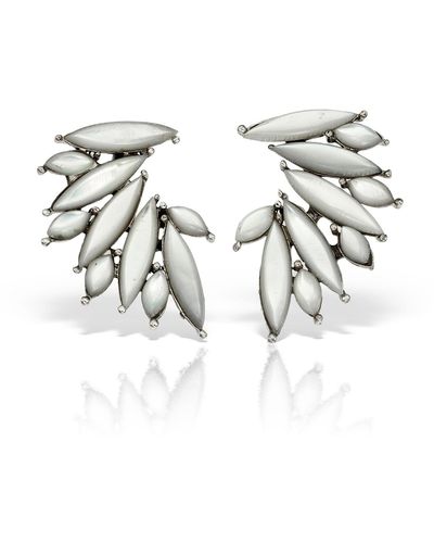 Elle Macpherson Serafim White Wing Earrings, Mother Of Pearl In Sterling Silver - Metallic