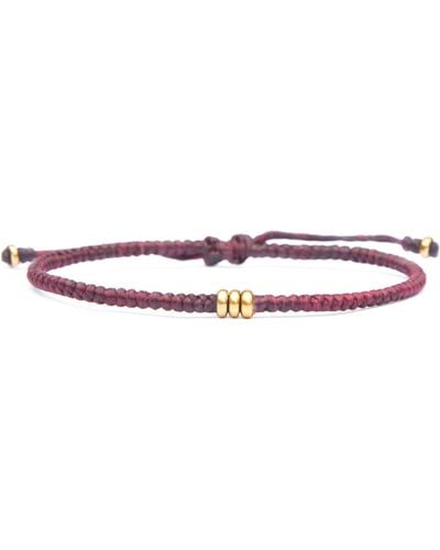 Harbour UK Bracelets Minimalist Wine Cord And Brass Bracelet For - Purple