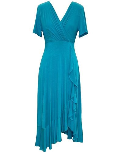 Alie Street London Waterfall Midi Special Occasion Dress In Celestial - Blue