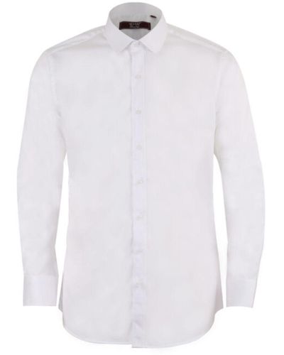 DAVID WEJ Club Collar Button Cuff Shirt - White