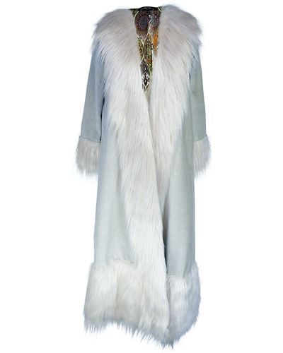 Jennafer Grace Penny Deluxe Slate Faux Fur Jacket - Blue
