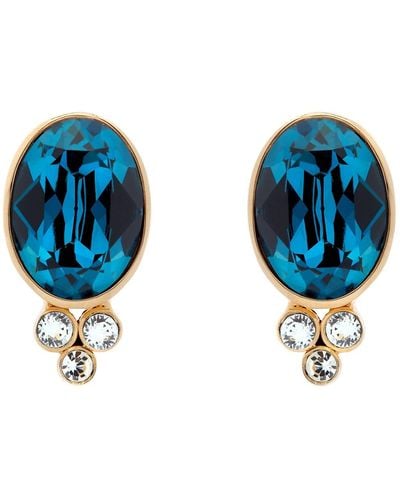 Emma Holland Jewellery Montana Crystal & Gold Clip Earrings - Blue