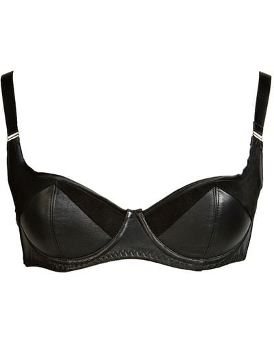 Something Wicked Ava Leather & Suede Wired Balcony Bra - Black