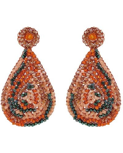 Lavish by Tricia Milaneze Mystic Amber Mix Aria Handmade Crochet Earrings - Brown