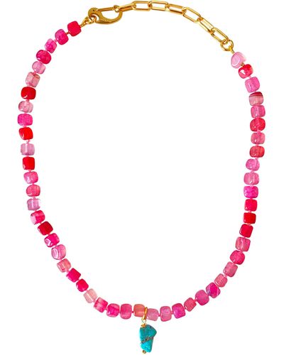Smilla Brav Pink Agate Necklace Kendall