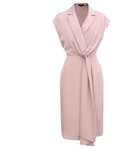 Smart and Joy Mat Satin Asymmetric Draped Panel Dress - Pink