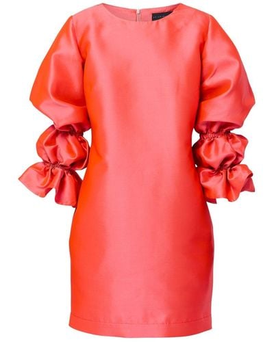 Helen Mcalinden Aurora Coral Begonia Orange Dress - Red