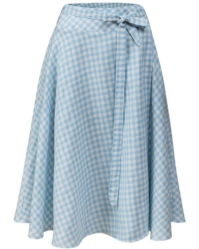 LA FEMME MIMI Checked Wrap Skirt - Blue
