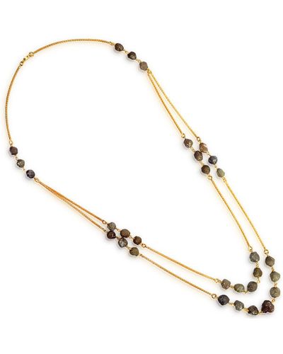 Artisan Natural Ice Diamond Chain Necklace 18k Yellow Gold Jewelry - Metallic