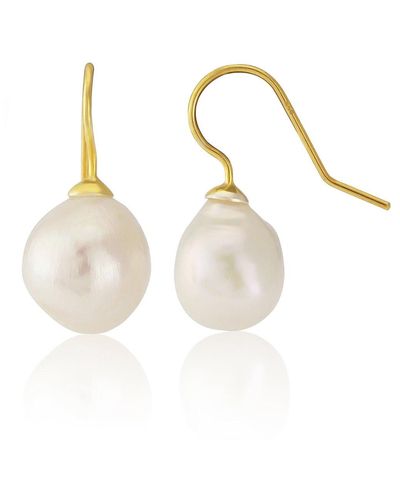 Auree Triora Baroque White Pearl & Gold Vermeil Drop Earrings - Metallic