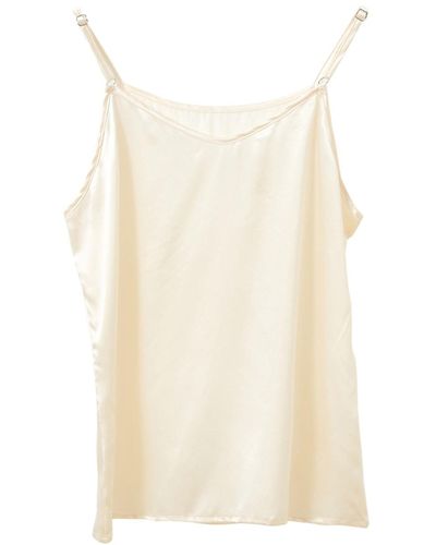 Soft Strokes Silk Neutrals Pure Mulberry Silk Camisole With Adjustable Straps - Natural