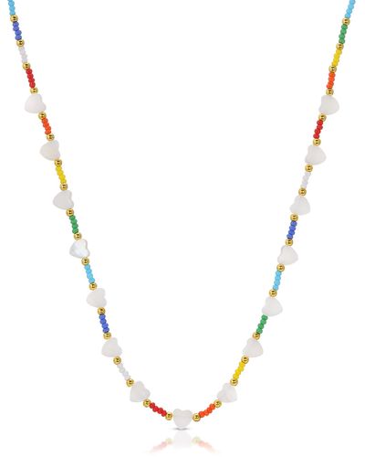 Essentials Heart X Rainbow Bead Necklace - Metallic
