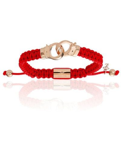 Double Bone Bracelets Hand-cuff With Pink Gold Polyester Bracelet - Red