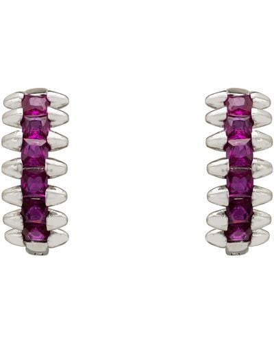 LÁTELITA London huggie Hoop Earrings Ruby Silver - Purple