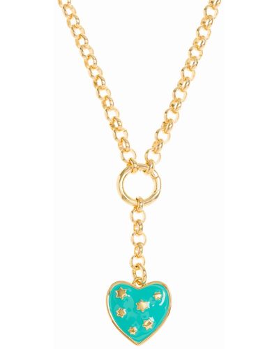 Patroula Jewellery Turquoise Heart On Gold Belcher Chain Necklace - Metallic