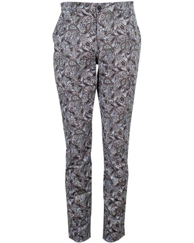 lords of harlech Charles Skull Paisley Trousers - Grey