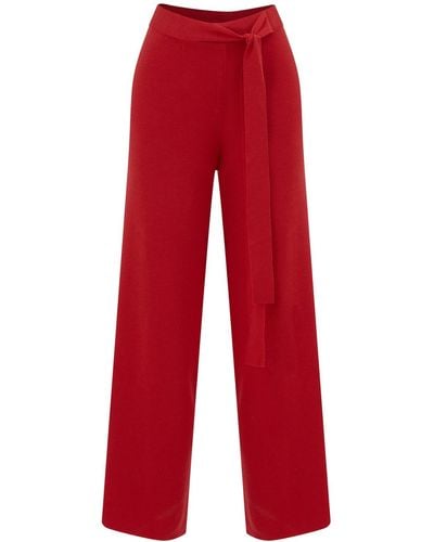 Peraluna Bell Bottom Knit Pants - Red