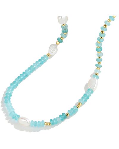 Classicharms Venus Amazonite Crystal & Pearl Necklace - Blue