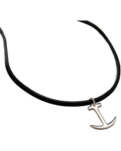 Posh Totty Designs Leather Anchor Charm Necklace - Metallic