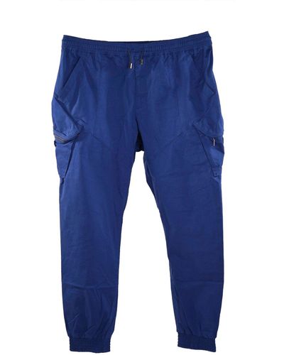 Smart and Joy Cargo Trousers Tightened At The Ankles - Blue