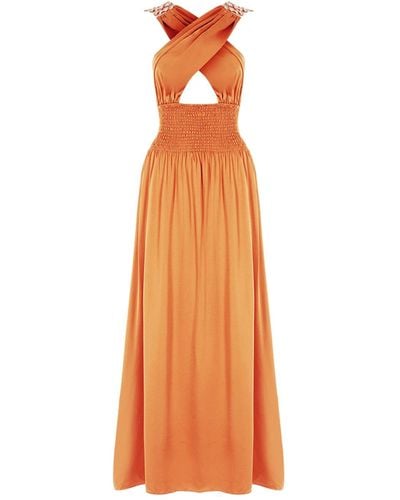Movom Rory Criss Cross Maxi Dress - Orange