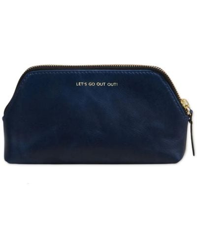 VIDA VIDA Leather Make Up Bag- Let's Go Out Out - Blue