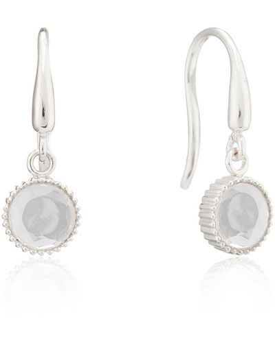 Auree Barcelona April Crystal Birthstone Hook Earrings - White