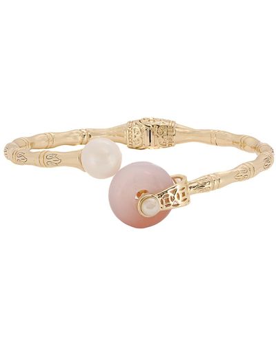 Ebru Jewelry Cleopatra Quartz & Pearl Cuff Bracelet - Natural