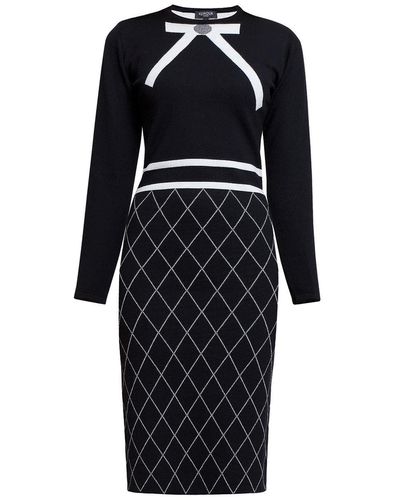 Rumour London Chloe Bow Jacquard Knitted Dress - Black