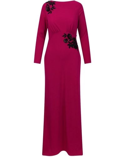 Hope & Ivy The Eli Cowl Back Maxi Dress With Contrast Beading And Embellishment - Purple