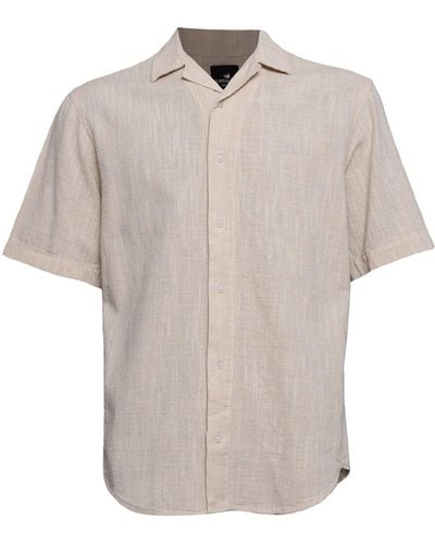 Monique Store Linen Button Down Short Sleeve Shirt - Natural
