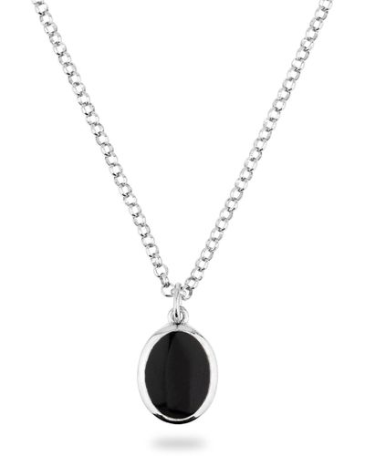 Phira London Jamestown Black Onyx Oval Stone Pendant & Necklace - Metallic