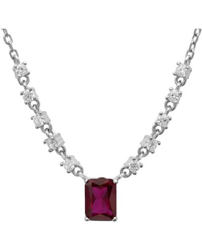 LÁTELITA London Claudia Gemstone Pendant Necklace Silver Ruby - Metallic