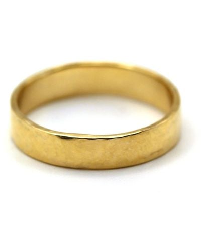 VicStoneNYC Fine Jewelry Unique Hammered Texture Yellow Ring - Metallic