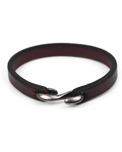 N'damus London Leather Bracelet With Hook Closure - Brown