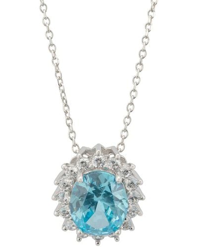 LÁTELITA London Tatiana Oval Blue Topaz Pendant Necklace Silver