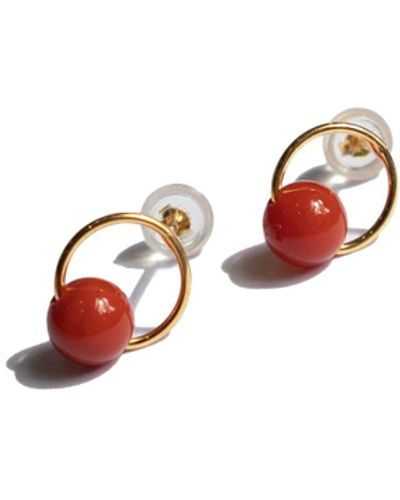 seree Bean Agate Earrings - Red