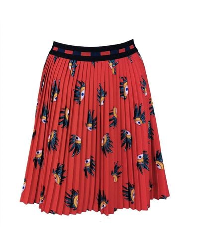 Lalipop Design Eyes On Mini Pleated Skirt - Red
