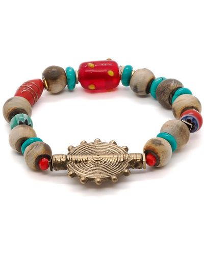 Ebru Jewelry Tibetan Beaded Bracelet - Metallic