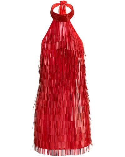 RaeVynn Lyric Dress In Fringe Sequins - Red