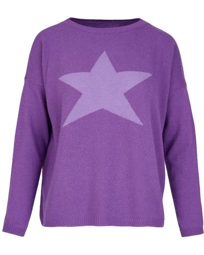 At Last Cashmere Mix Sweater In Purple With Light Purple Star