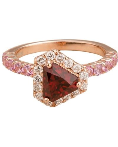 Juvetti Diana Rose Gold Ring Ruby Diamonds & Pink Sapphires - Multicolor