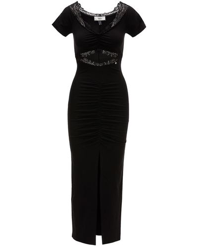 Nissa Lace Trimmed Midi Dress - Black