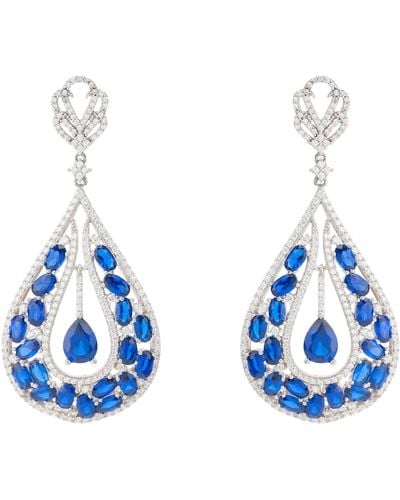 LÁTELITA London Charlotte Teardrop Gemstone Earrings Sapphire Silver - Blue