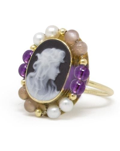 Vintouch Italy Little Lovelies Gold-plated Cameo Ring - Black