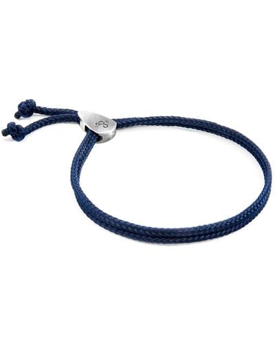 Anchor and Crew Navy Blue Pembroke Silver & Rope Bracelet